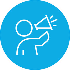 Sticker - Person Speaking Into Megaphone Outline Icon