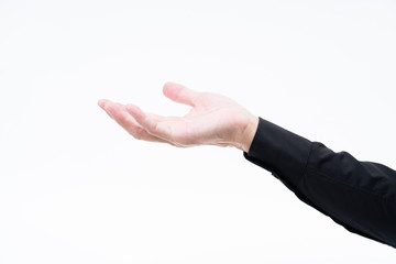 Canvas Print - Asian man hand with black shirt on white background