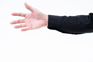 Canvas Print - Asian man hand with black shirt on white background