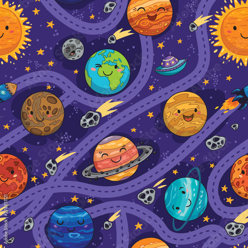 wzor-z-kreskowek-planet-statku-kosmicznego-rakiety-i-planetoid