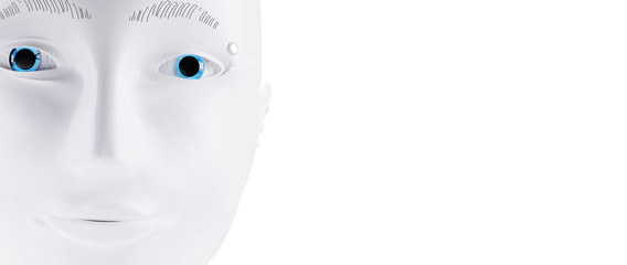 robot white head face A.I. 3d-illustration