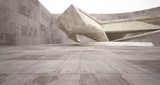 Fototapeta  - Abstract architectural brown and beige concrete interior of a minimalist house. 3D illustration and rendering