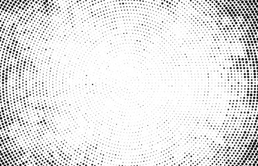 Wall Mural - Abstract radial halftone texture. Monochrome background of black dots on white.