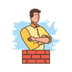 Wall Mural - worker construction man with bricks