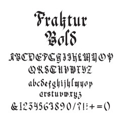 Vintage gothic bold font vector illustration