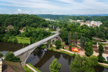 Sticker - Kettenbrücke  und Fluss Elbe in Loket