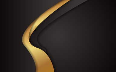 Aufkleber - Abstract golden stripe and black waves texture background. Luxury vector design template for use corporate, business, element cover, banner, flyer, brochure, advertising. Layer on space
