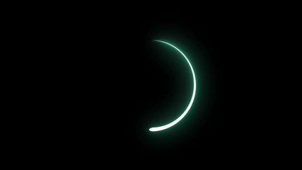 Animated preloader for computer programmes and mobile apps. Modern white with green glowing preloader and progress loading circle on black background. Preloader sign.