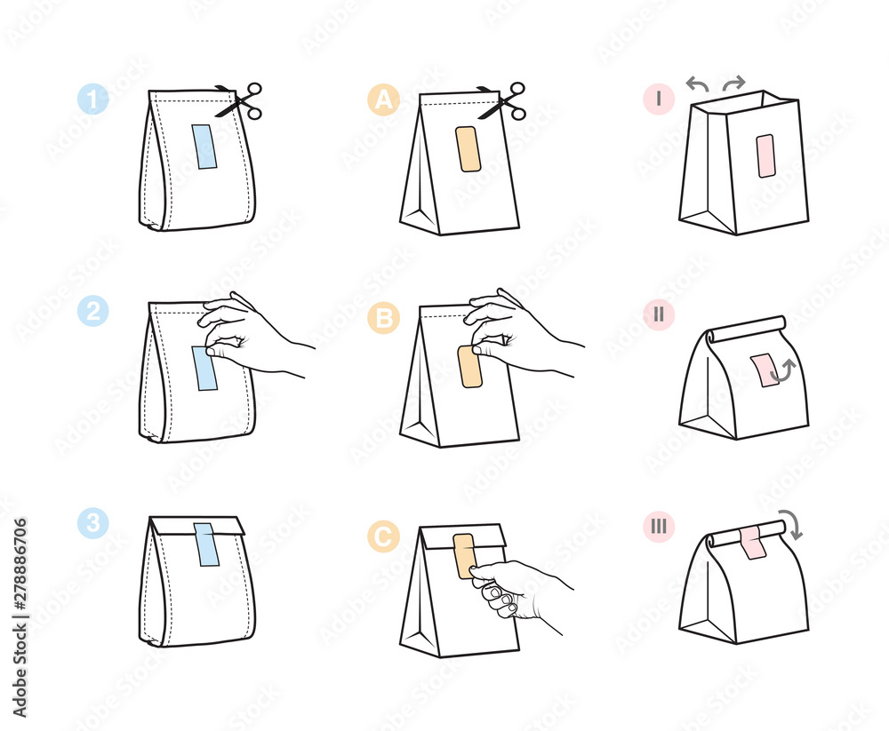 Reusable closing packing guide.Adhesive label with user instruction ...