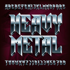 Poster - 3D Heavy Metal alphabet font. Metal effect letters and numbers. Stock vector typeface for your design.