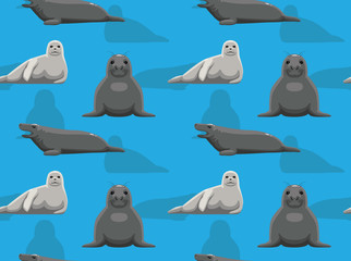 Wall Mural - Grey Seal Cartoon Background Seamless Wallpaper