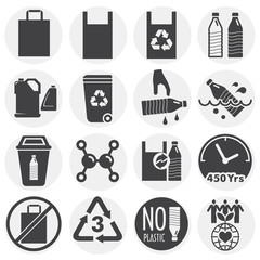 Poster - Plastic related icons set on background for graphic and web design. Simple illustration. Internet concept symbol for website button or mobile app.