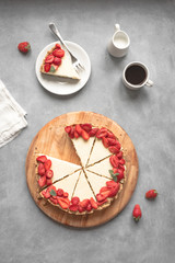 Wall Mural - Cheesecake with  strawberries