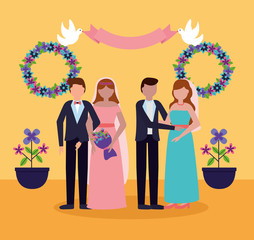 Wall Mural - flat design wedding people image