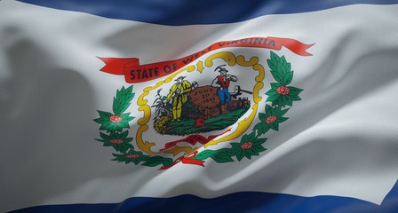 Official flag of the state of West Virginia. United States of America.