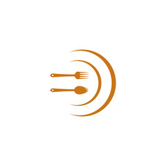 Sticker - fork and spoon logo template vector icon illustration design 