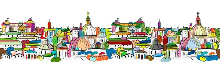 Poster - Cityscape background, seamless pattern for your design