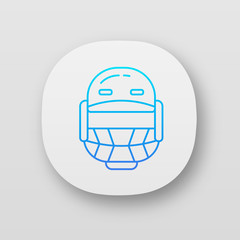 Poster - Cricket helmet app icon. Head protection for batsman and fielders. Cricketer uniform. Protective sportsman gear. UI/UX user interface. Web or mobile applications. Vector isolated illustrations