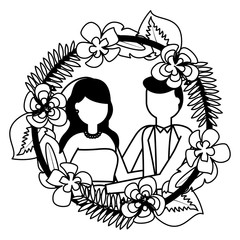 Sticker - bride and groom wreath flowers wedding day