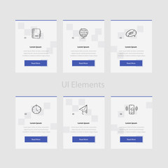 Wall Mural - business web cards template with text and icon. website and application cards design templates colle