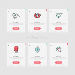 Wall Mural - sport web cards template with text and icon. website and application cards design templates collecti