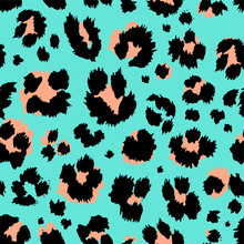 Leopard Pattern Design Funny Drawing Seamless Pattern. Lettering Poster Or T-shirt Textile Graphic Design Wallpaper, Wrapping Paper.