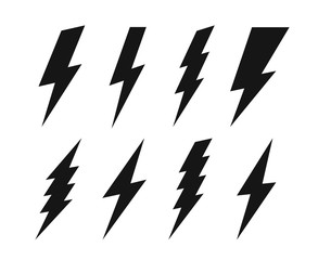 Poster - Vector set lightning bolt. Thunderbolt, lightning strike sign.