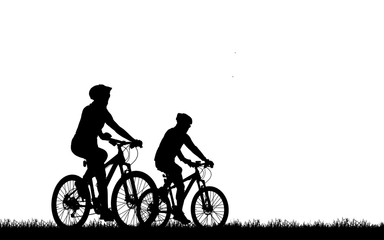 Wall Mural - Cycling Silhouette on white background