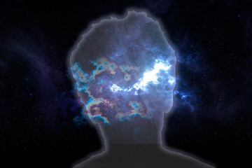 Wall Mural - universe inside the person’s head, stars in the mind