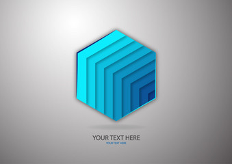 Poster - abstract hexagon with stripes of different shades of blue. for logo design, advertising.