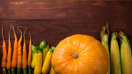 Wall Mural - Autumn vegetables harvest for Thanksgiving holiday concept