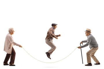 Sticker - Senior people skipping a rope