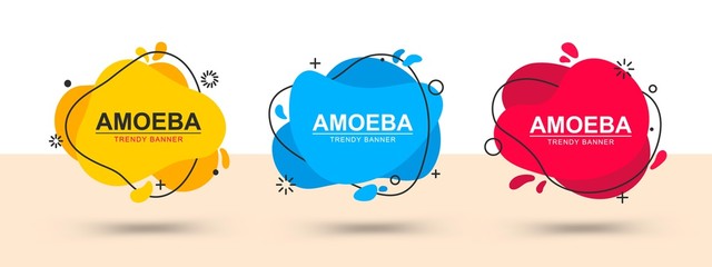 Poster - Set of trendy abstract banners. Vector banners in the style of memphis. Template ready for use in web or print design