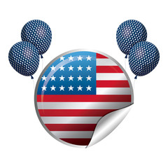 Poster - united state of american flag in circle shape with balloons helium