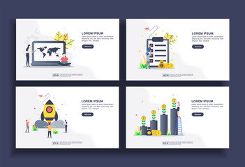 Wall Mural - Set of modern flat design templates for Business, seo, management financial, startup, investment. Easy to edit and customize. Modern Vector illustration concepts for business