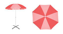 Pink Sun Umbrella. Vector Illustration