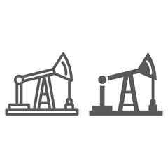 Aufkleber - Oil pump line and glyph icon, production and industry, oil derrick sign, vector graphics, a linear pattern on a white background.