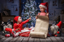 Children In The Christmas Interior