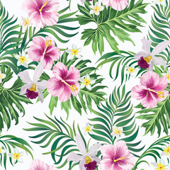 Wall Mural - 	 Trendy vector pattern in tropical style. Seamless botanical print for textile, print, fabric.