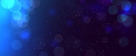 Wall Mural - abstract blurred bokeh blue background with circles. christmas and new year holiday magic background