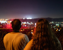 A Couple Watch 4th Of July Fireworks In Los Angeles