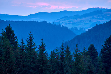 Wall Mural - beautiful sunset in the mountains