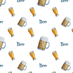 Seamless pattern with oktoberfest celebration beer symbols.