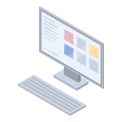 Poster - Desktop computer icon. Isometric of desktop computer vector icon for web design isolated on white background