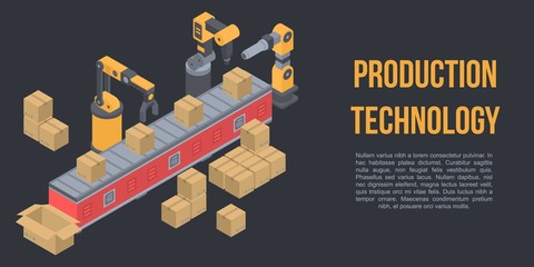 Poster - Production technology concept banner. Isometric illustration of production technology vector concept banner for web design