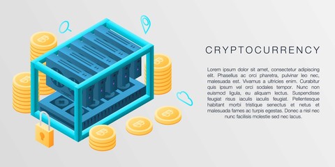 Poster - Cryptocurrency concept banner. Isometric illustration of cryptocurrency vector concept banner for web design