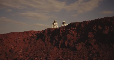 Wall Mural - Two astronauts on Mars