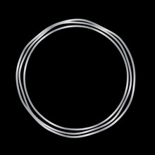 Elegant Silver Circle Round Logo Template Or Border Frame On Black Background
