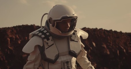 Wall Mural - Two astronauts on Mars