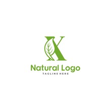Letter X With Leaf Logo. Green Leaf Logo Icon Vector Design. Landscape Design, Garden, Plant, Nature And Ecology Vector. Ecology Happy Life Logotype Concept Icon. Editable File.
